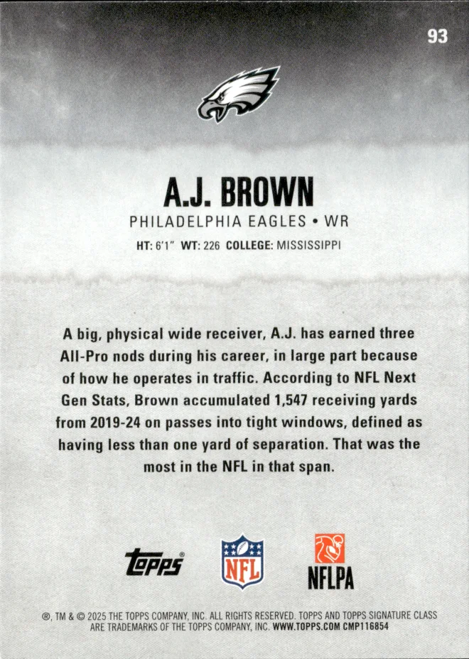 A.J. Brown card back