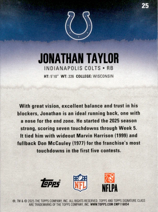 Jonathan Taylor card back