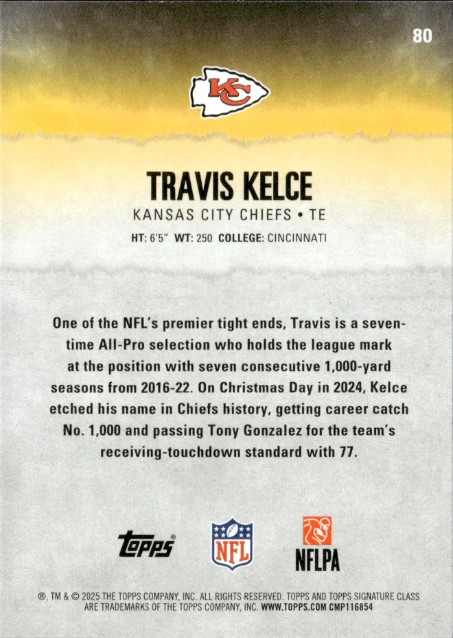 Travis Kelce card back