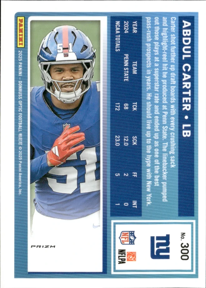 Abdul Carter card back