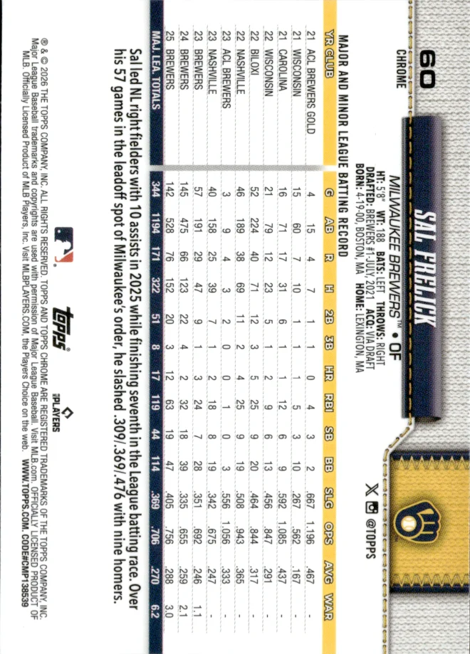 Sal Frelick card back