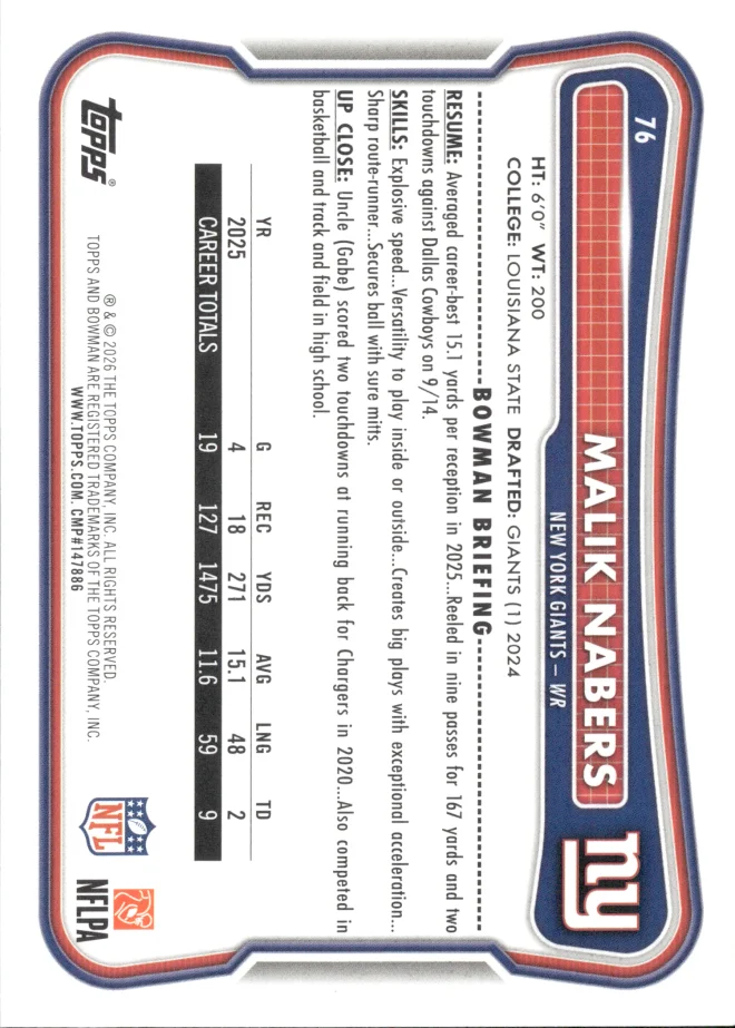 Malik Nabers card back