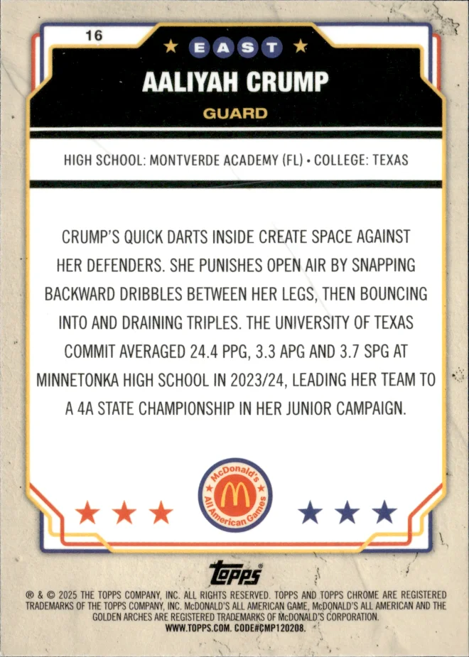 Aaliyah Crump card back