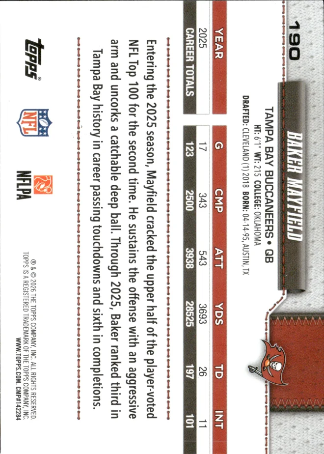 Baker Mayfield card back