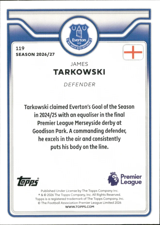 James Tarkowski card back