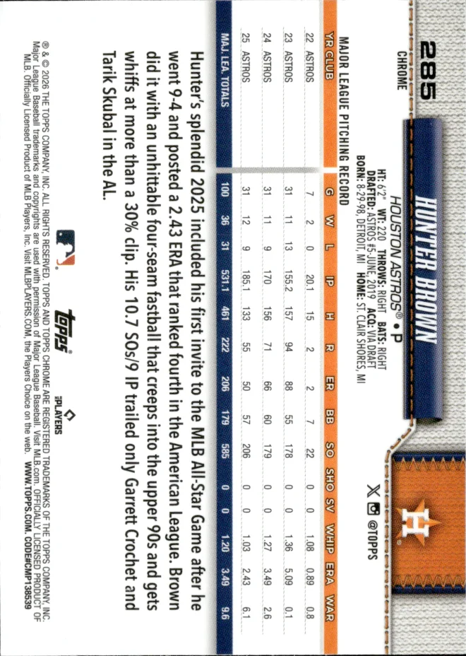 Hunter Brown card back