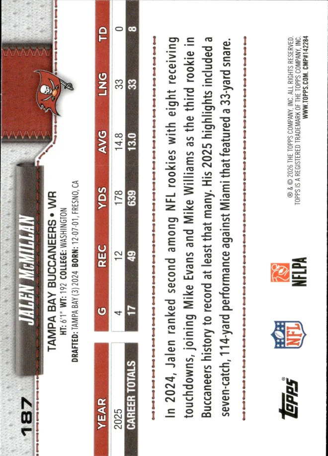 Jalen McMillan card back