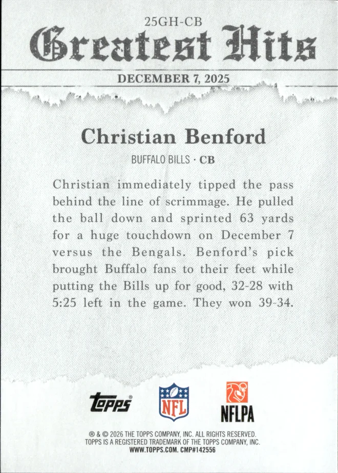 Christian Benford card back