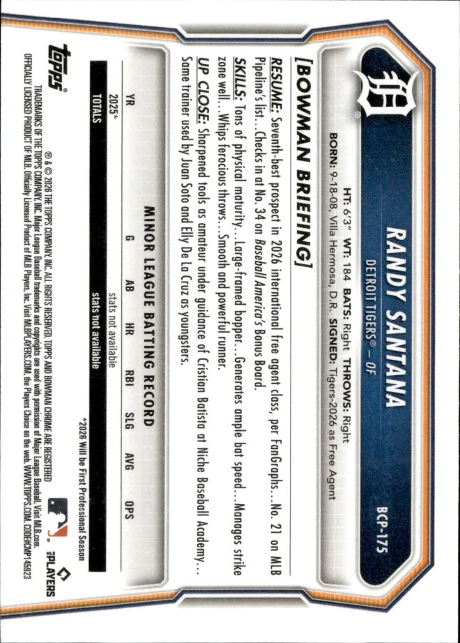 Randy Santana card back