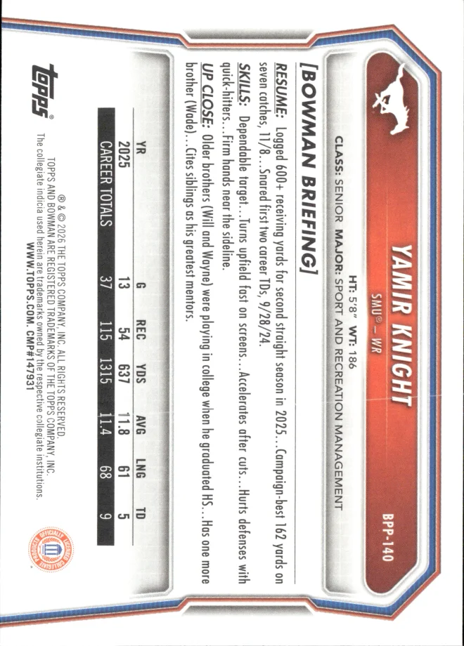 Yamir Knight card back