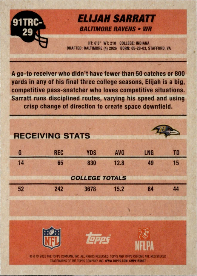 Elijah Sarratt card back