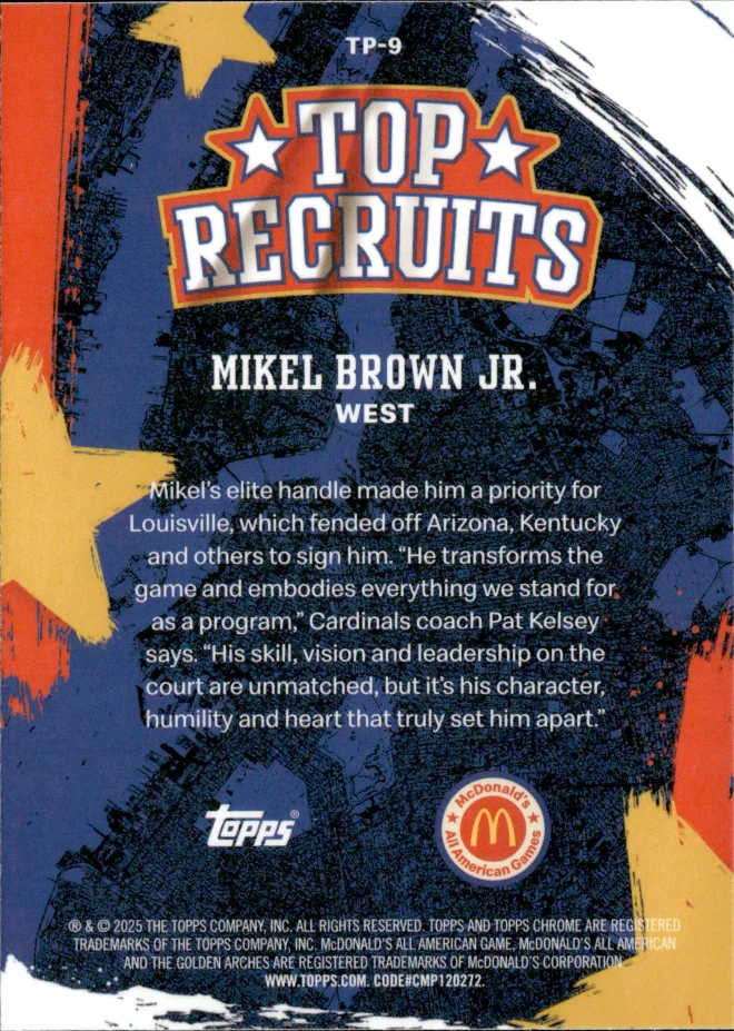Mikel Brown Jr. card back