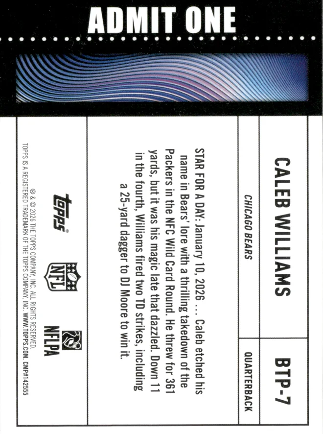Caleb Williams card back