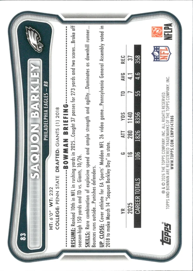 Saquon Barkley card back