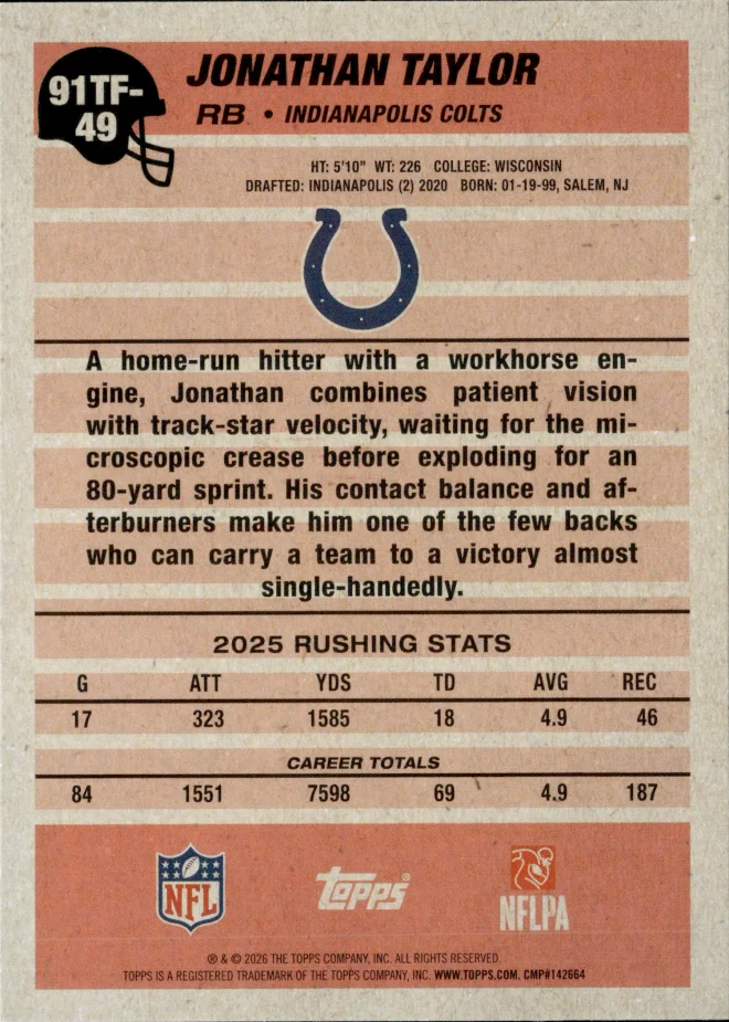 Jonathan Taylor card back
