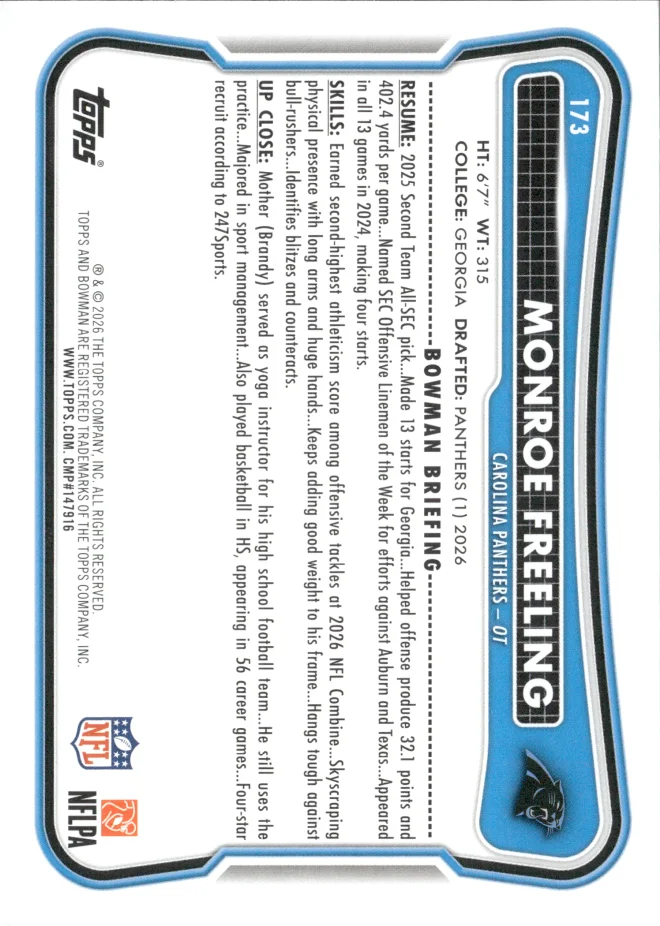 Monroe Freeling card back