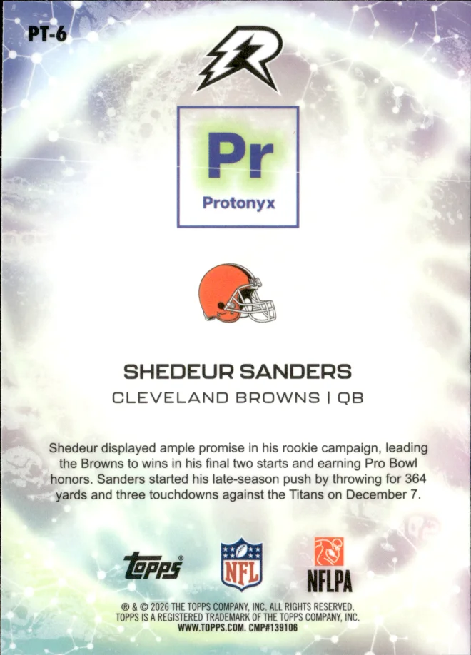 Shedeur Sanders card back