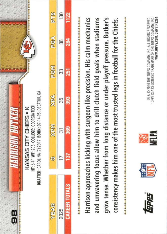 Harrison Butker card back