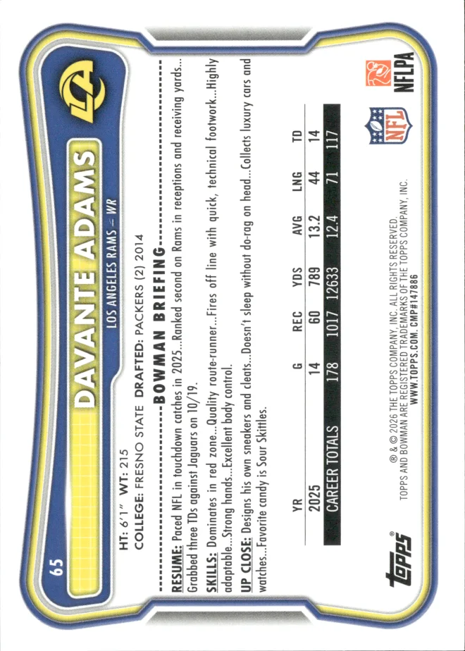 Davante Adams card back