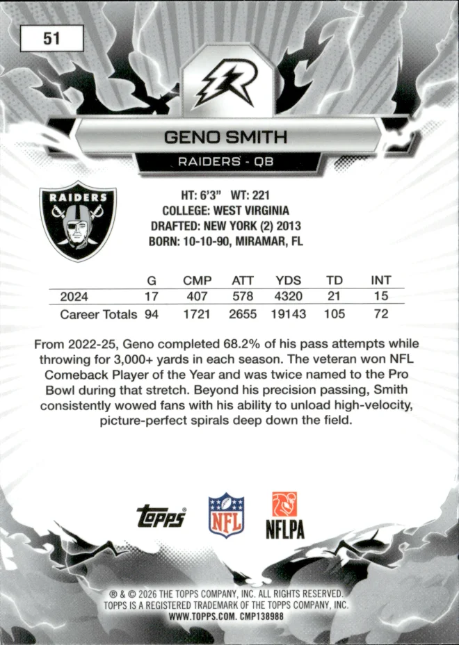 Geno Smith card back