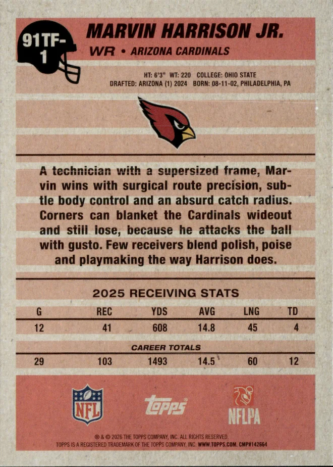 Marvin Harrison Jr. card back