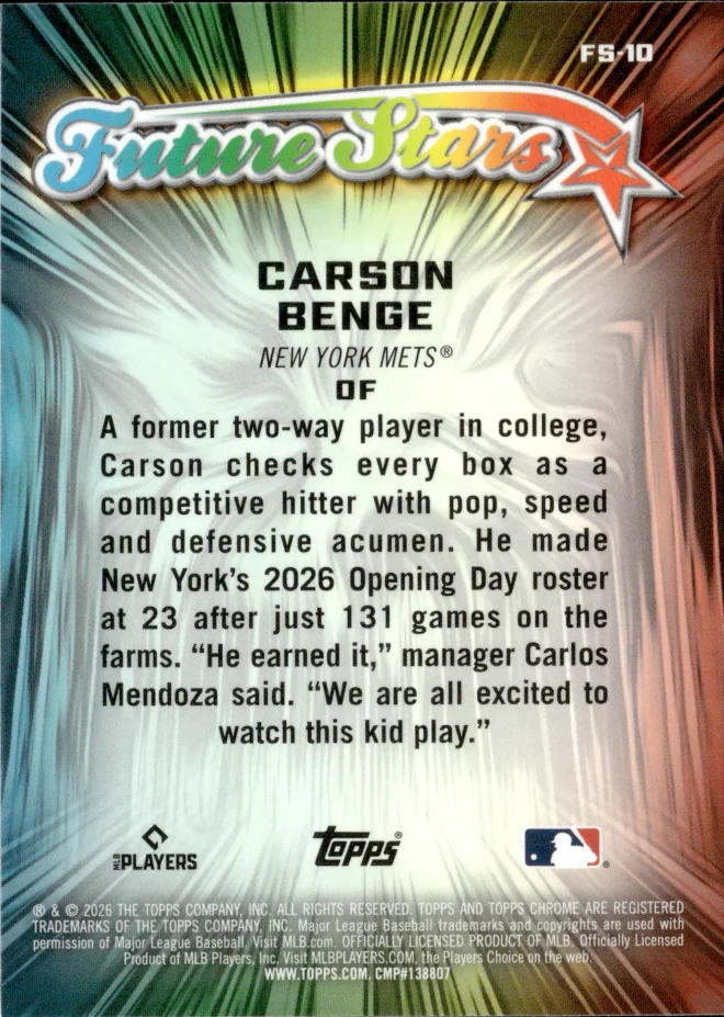 Carson Benge card back