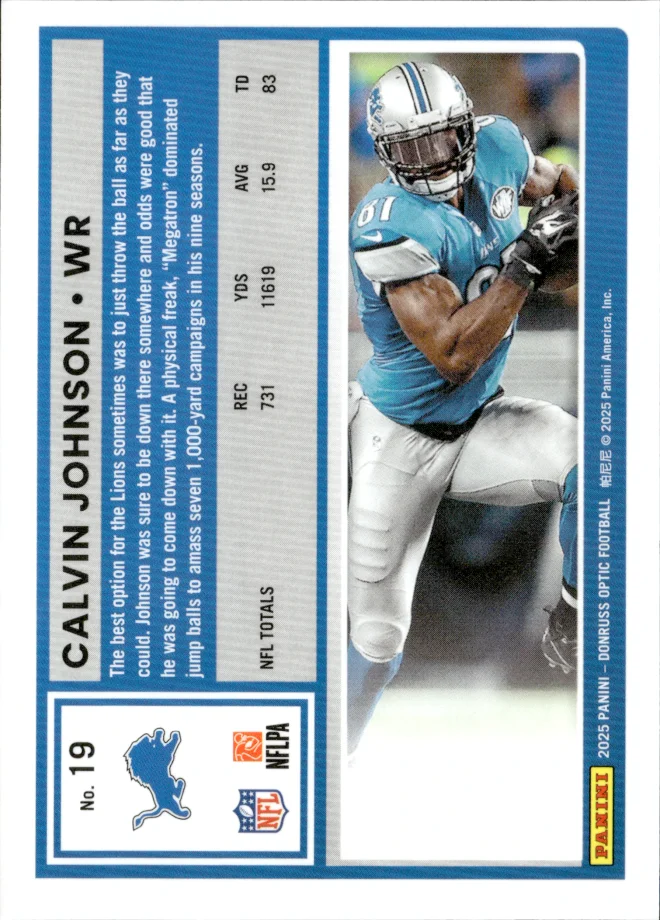 Calvin Johnson card back