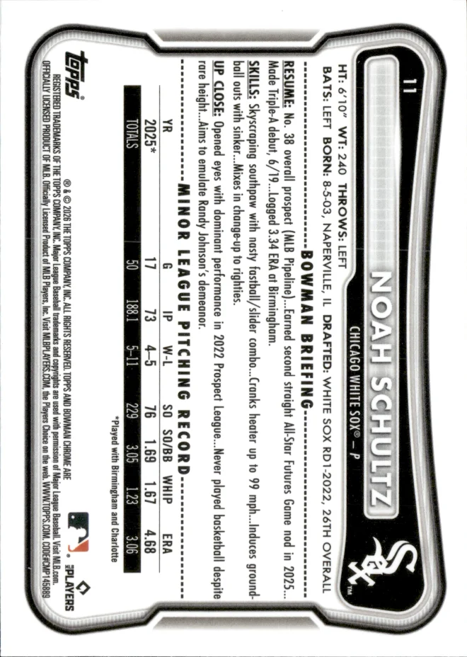 Noah Schultz card back
