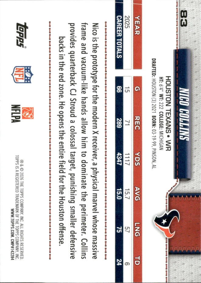 Nico Collins card back