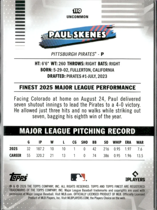 Paul Skenes card back