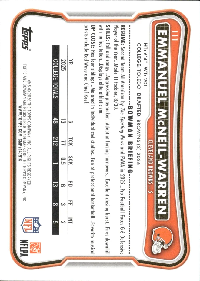 Emmanuel McNeil-Warren card back