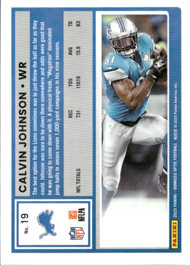 Calvin Johnson card back