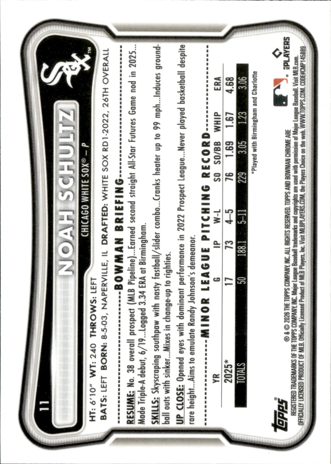 Noah Schultz card back