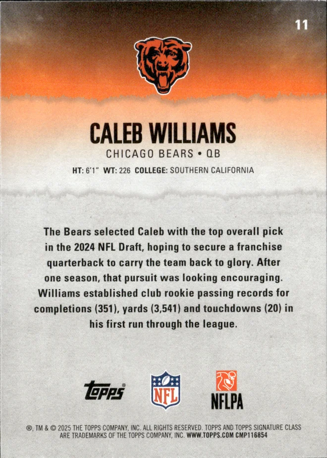 Caleb Williams card back