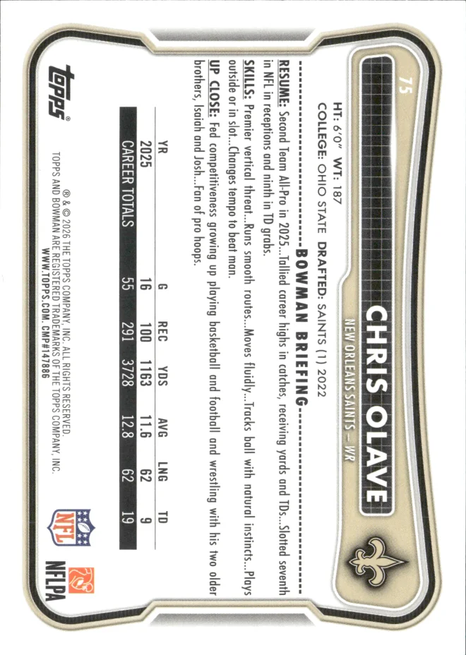 Chris Olave card back