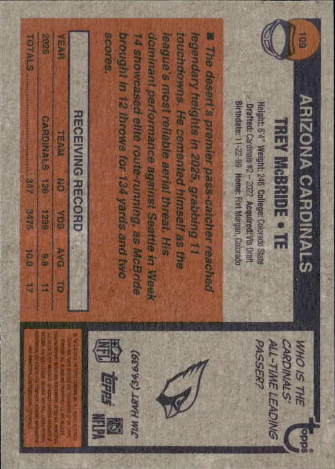 Trey McBride card back