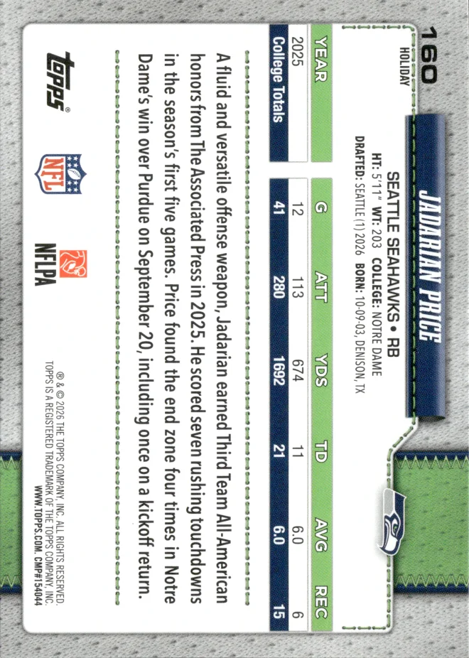 Jadarian Price card back
