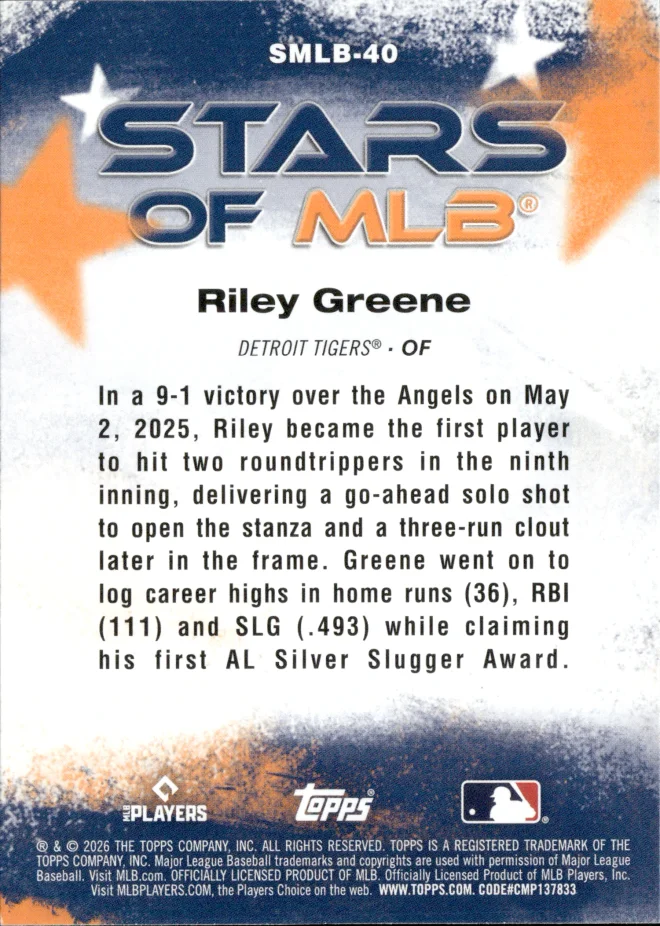 Riley Greene card back