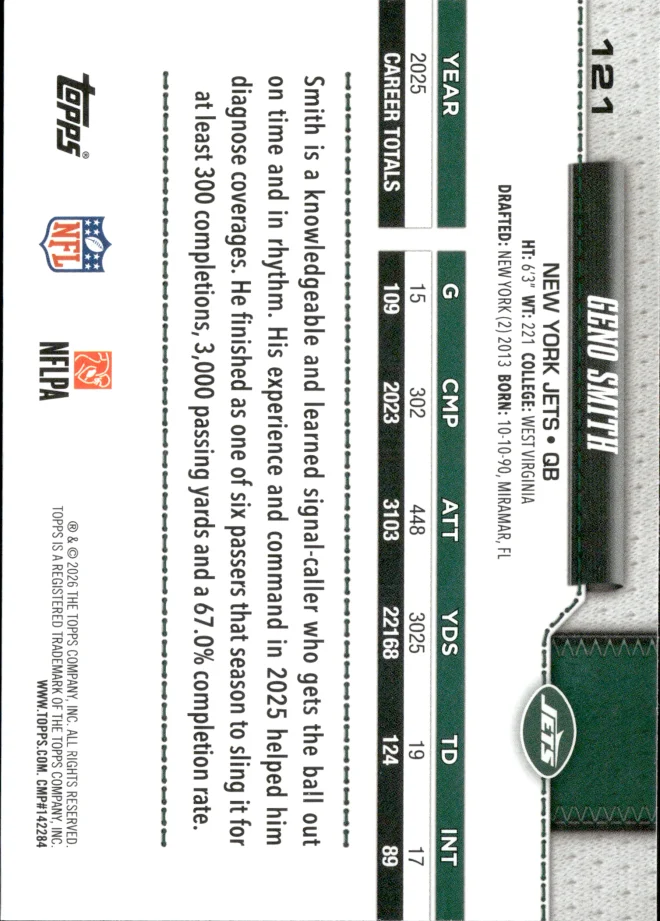 Geno Smith card back