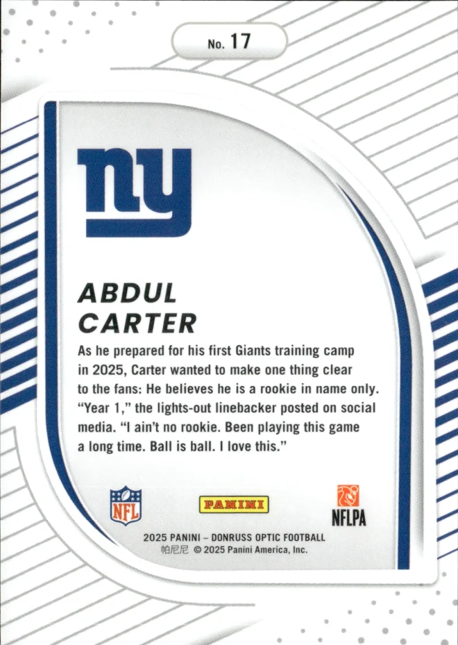 Abdul Carter card back