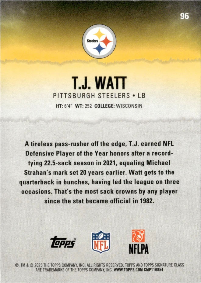 T.J. Watt card back