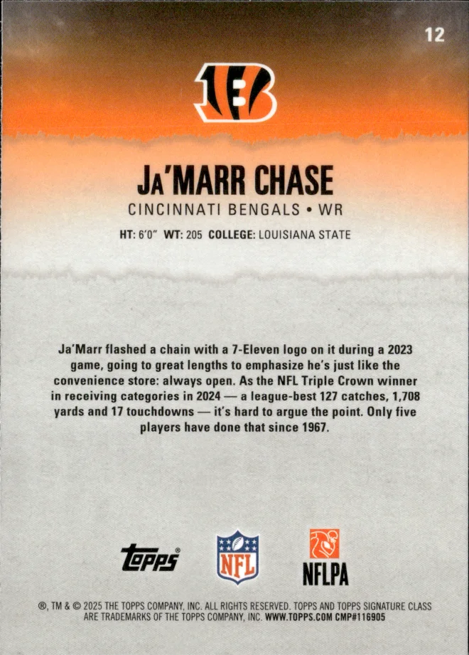 Ja'Marr Chase card back