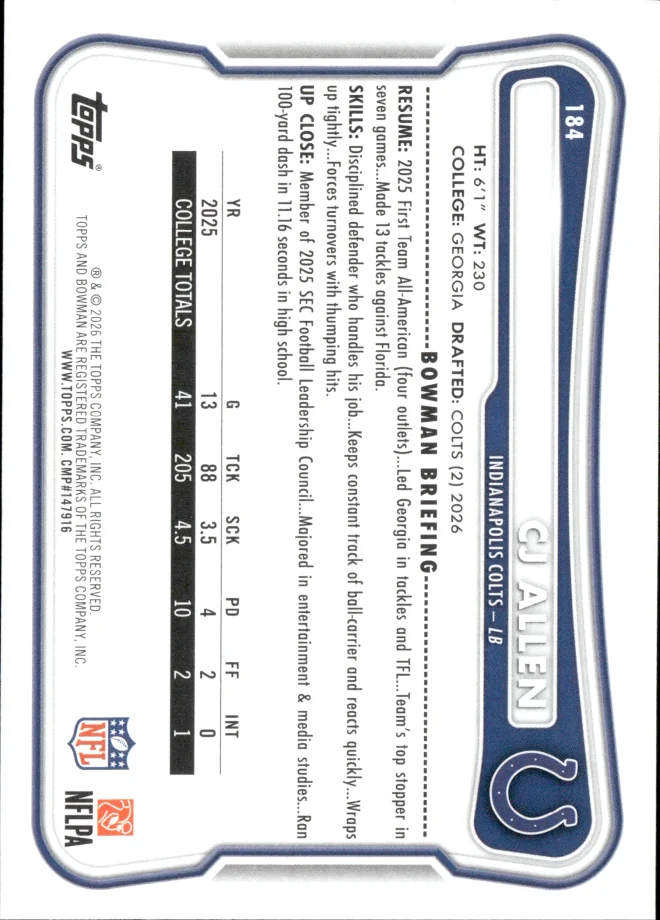 CJ Allen card back