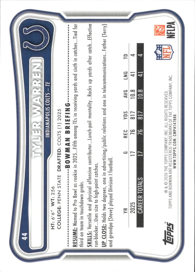 Tyler Warren card back