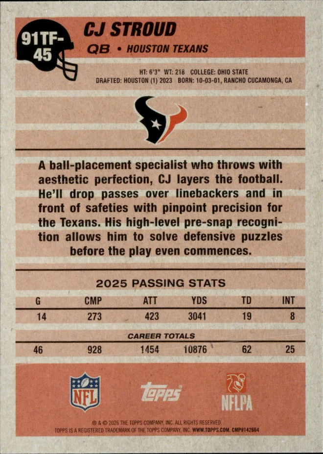 CJ Stroud card back