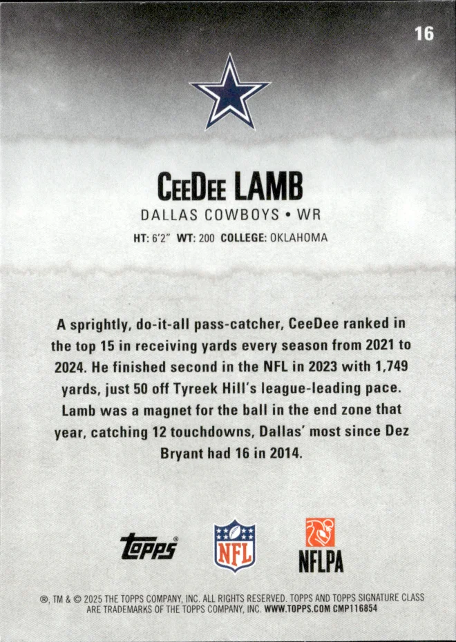 CeeDee Lamb card back