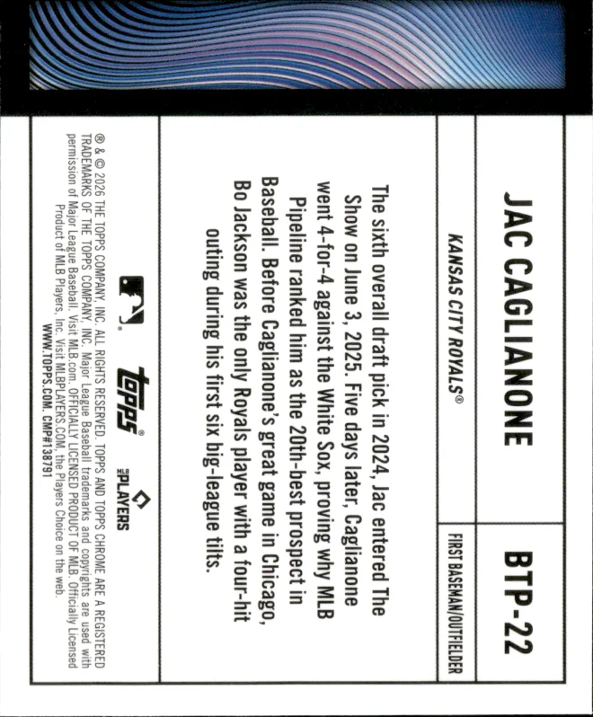 Jac Caglianone card back