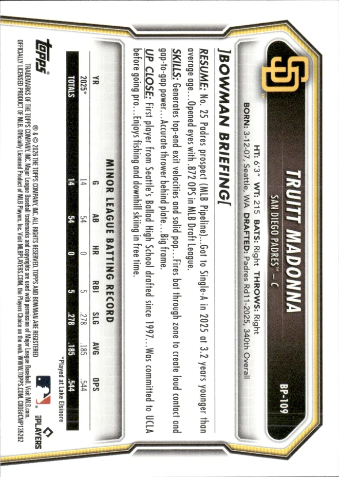 Truitt Madonna card back