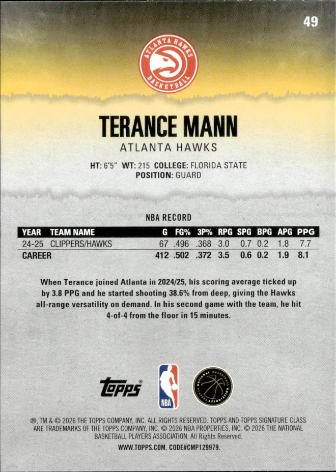 Terance Mann card back