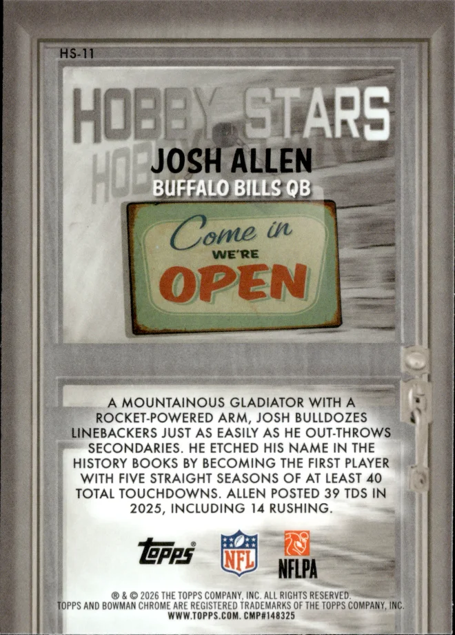 Josh Allen card back